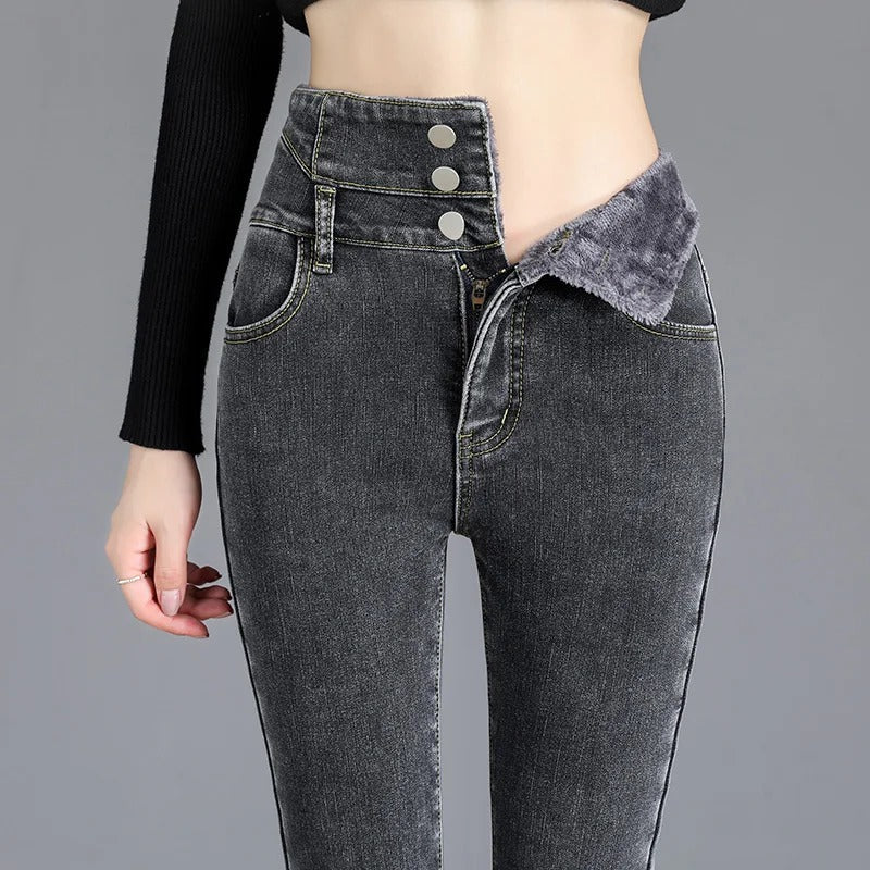 Women's Casual Thick Fleece Lined Skinny Jeans | Perfect for Casual Days