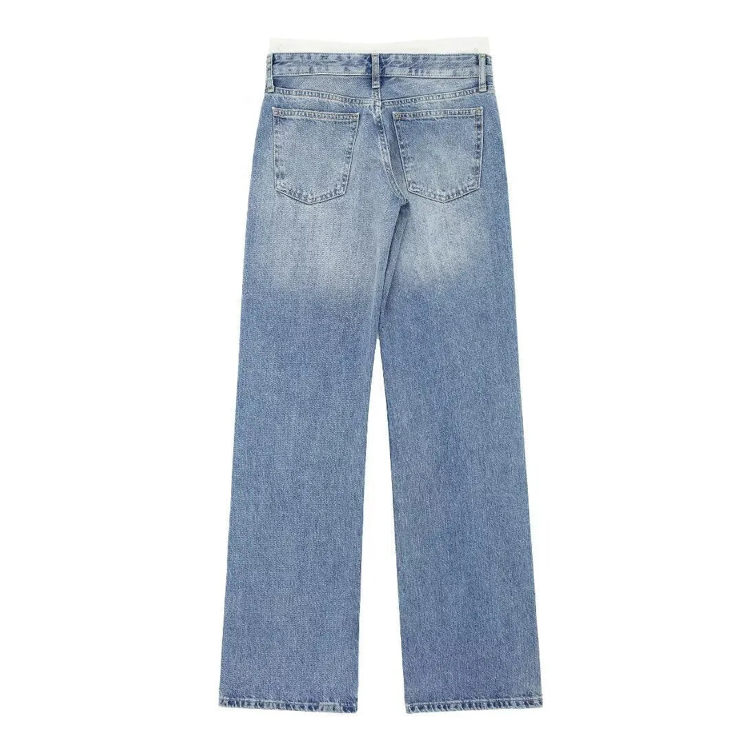 Women's Vintage Casual Mid Waist Straight Leg Jeans | Perfect for Casual Days