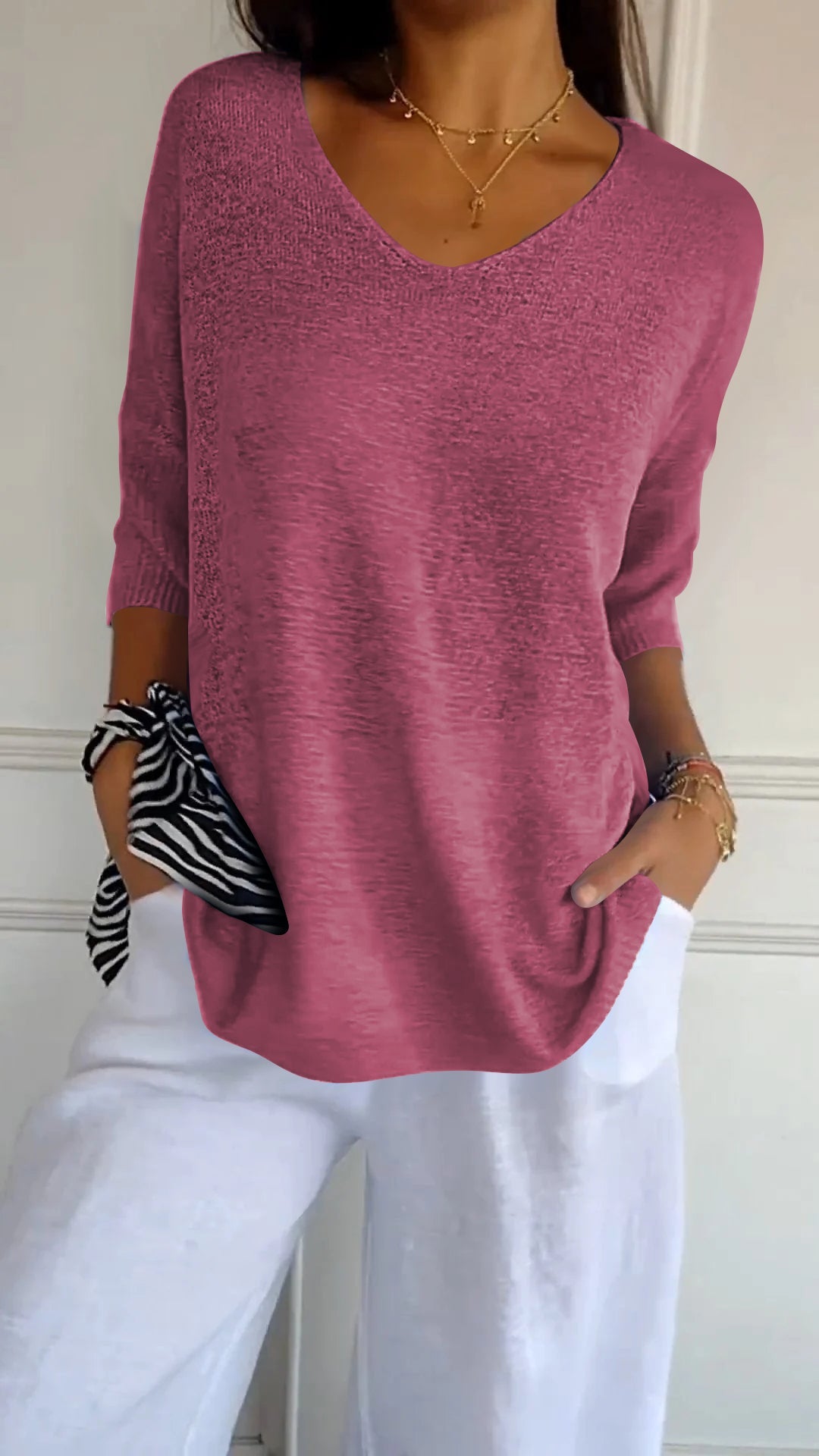 Rafaella - Classic V-Neck Sweater for Women