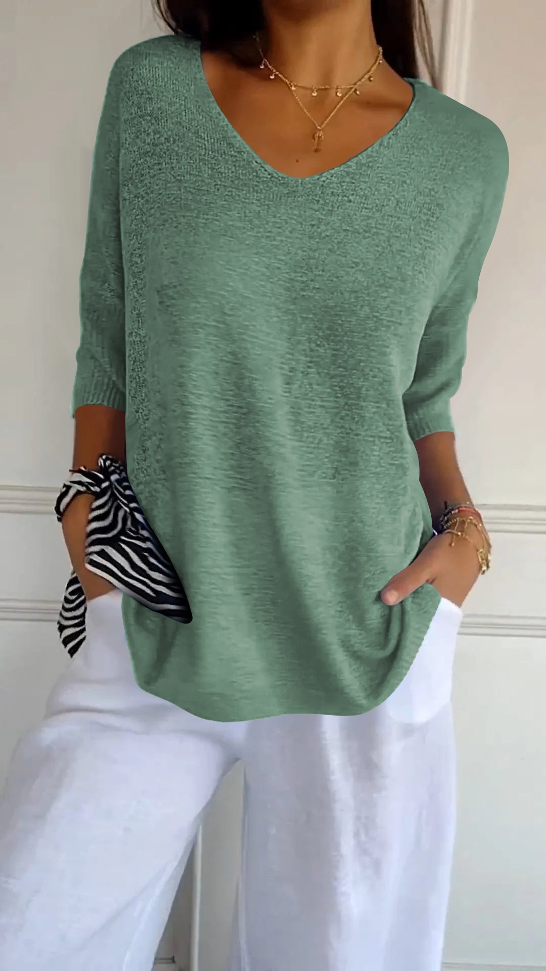 Rafaella - Classic V-Neck Sweater for Women