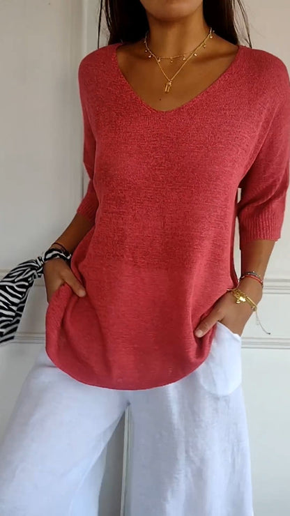 Rafaella - Classic V-Neck Sweater for Women