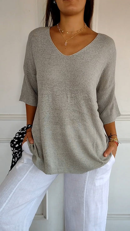 Rafaella - Classic V-Neck Sweater for Women