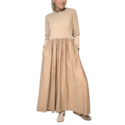 Therese - Graceful Long-Sleeve Knitted Midi Dress for Women